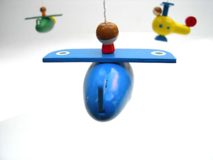 Wooden Handpainted Airplane and Helicopter Mobile